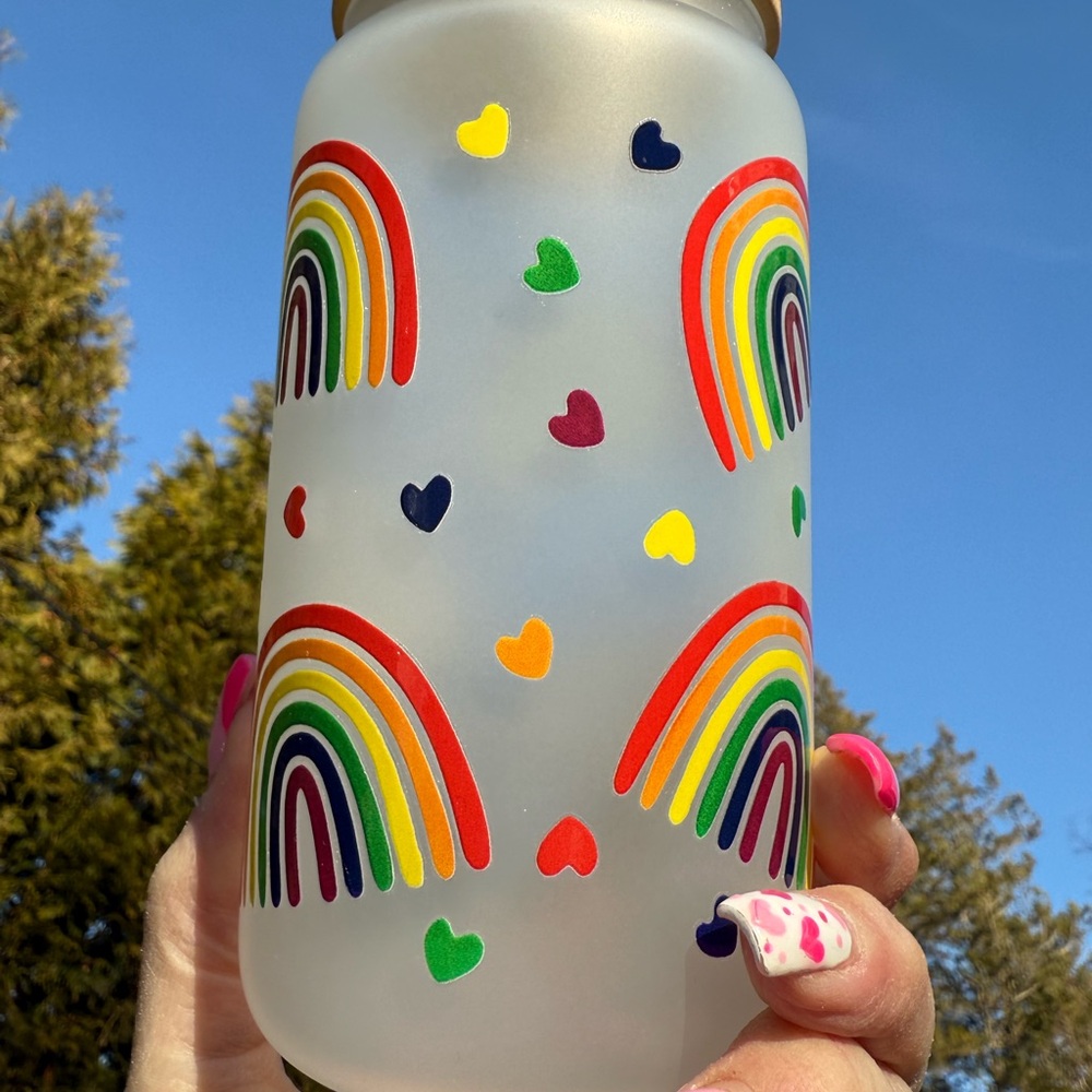 Colorful Rainbow Glass Jar